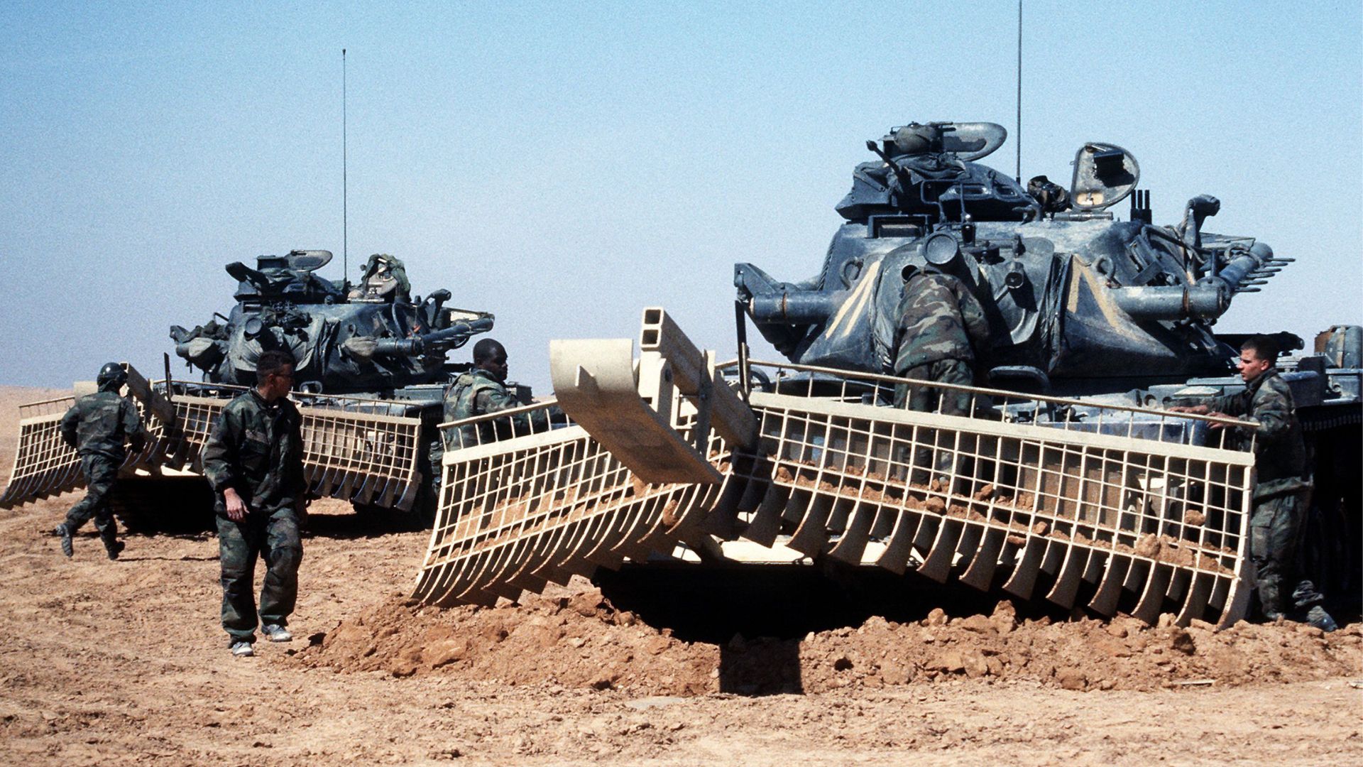 Combat Engineer Vehicles with Mine Rakes