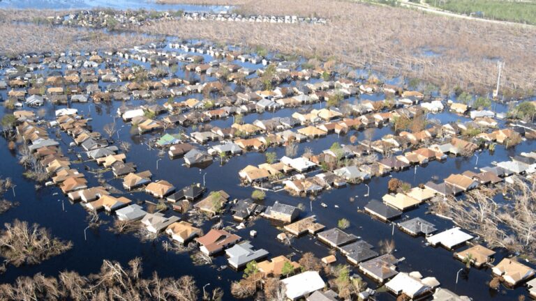 A flooded neighborhood in East Orleans Parish